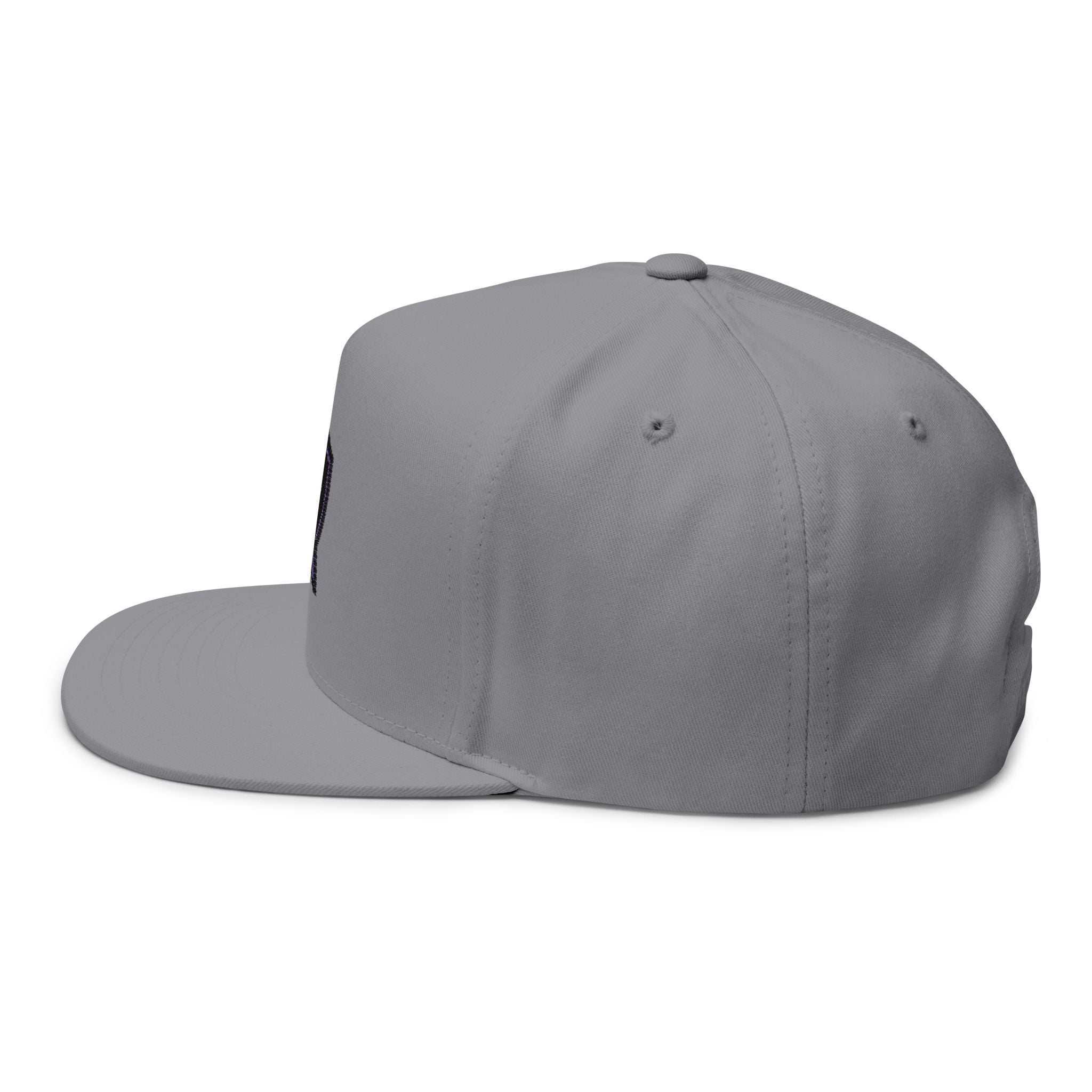 Guardian Embroidered Shield & Sword Flat Bill Cap — Purple Crest Snapback