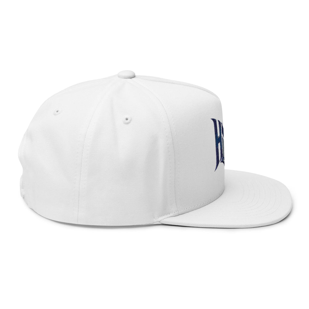 HyperHustleMode Embroidered Monogram Flat Bill Cap — Blue Logo Snapback