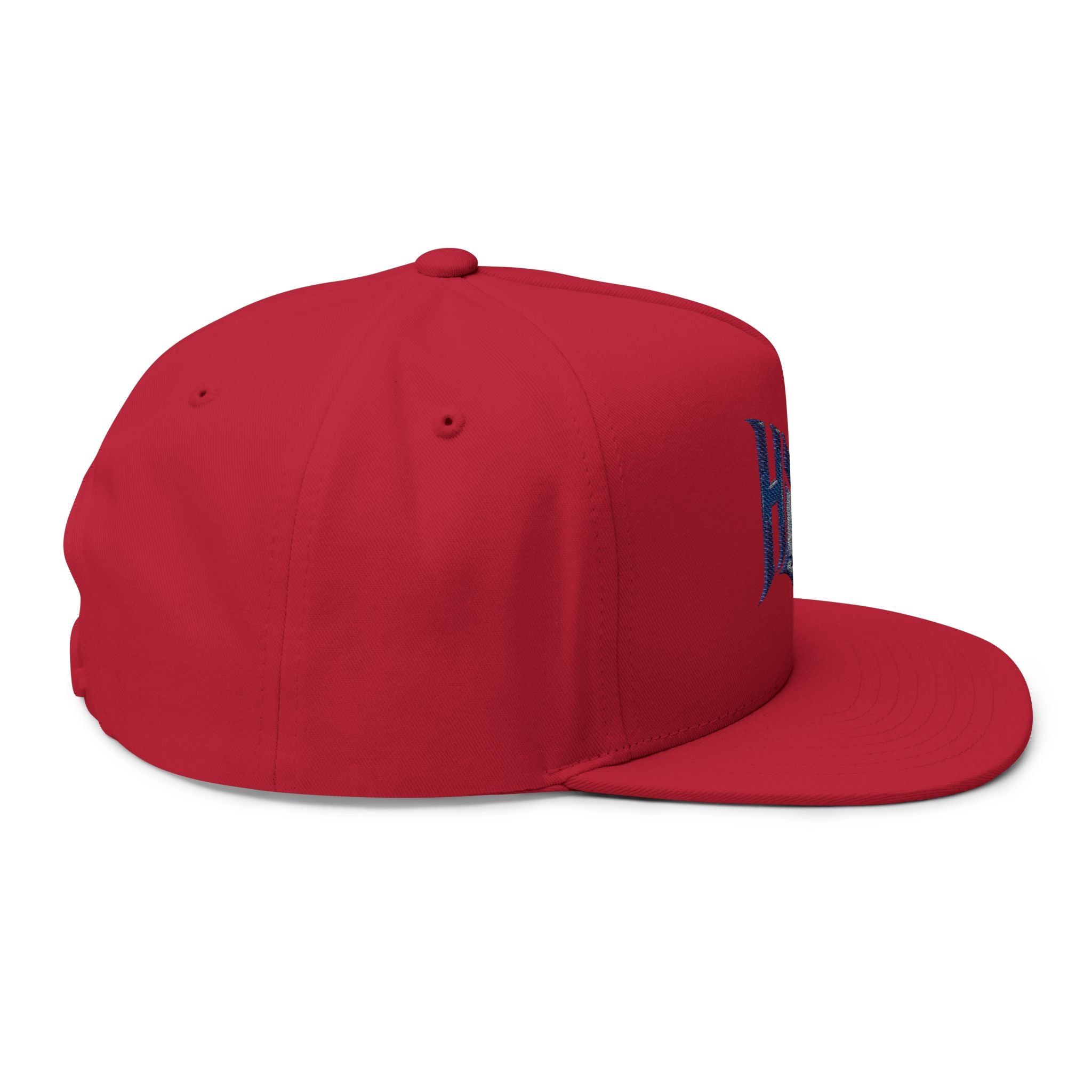 HyperHustleMode Embroidered Monogram Flat Bill Cap — Blue Logo Snapback
