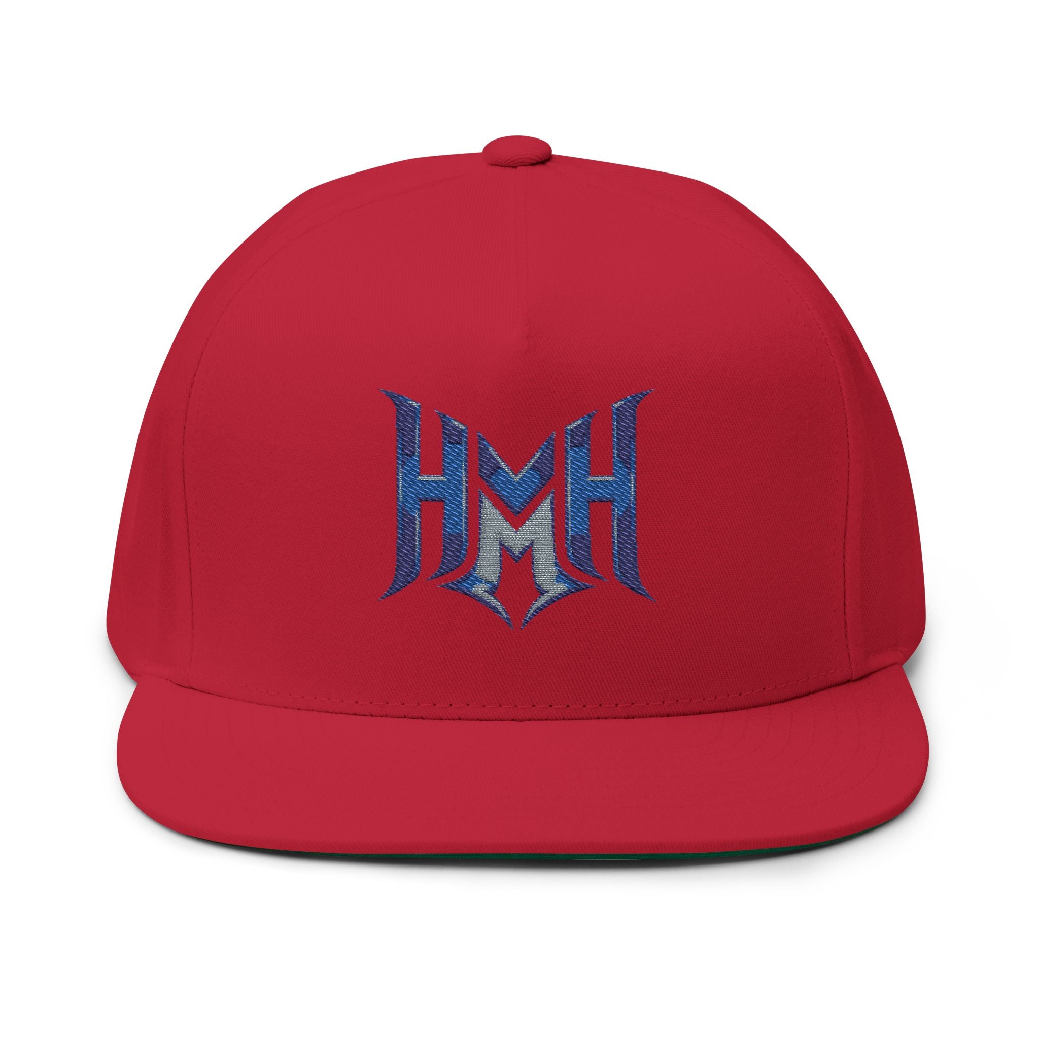 HyperHustleMode Embroidered Monogram Flat Bill Cap — Blue Logo Snapback