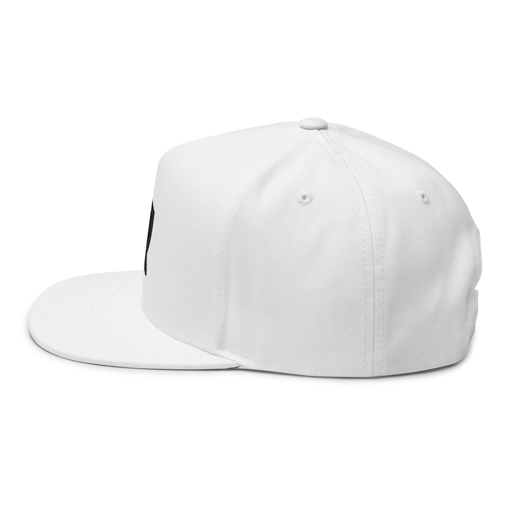 Guardian Embroidered Shield & Sword Flat Bill Cap — Purple Crest Snapback