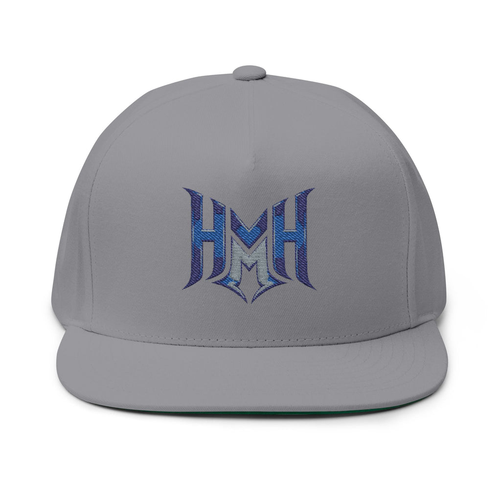 HyperHustleMode Embroidered Monogram Flat Bill Cap — Blue Logo Snapback