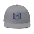 HyperHustleMode Embroidered Monogram Flat Bill Cap — Blue Logo Snapback