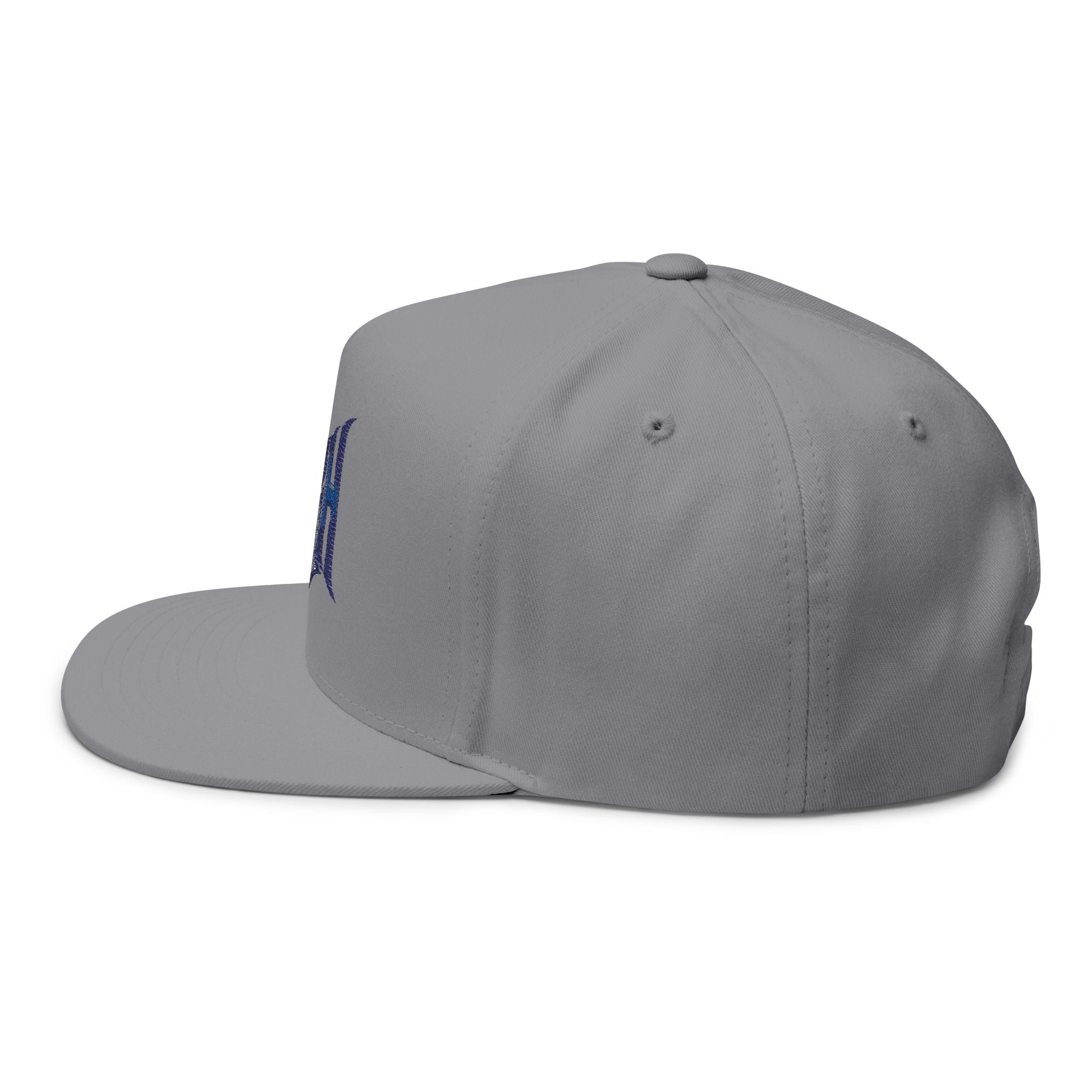 HyperHustleMode Embroidered Monogram Flat Bill Cap — Blue Logo Snapback